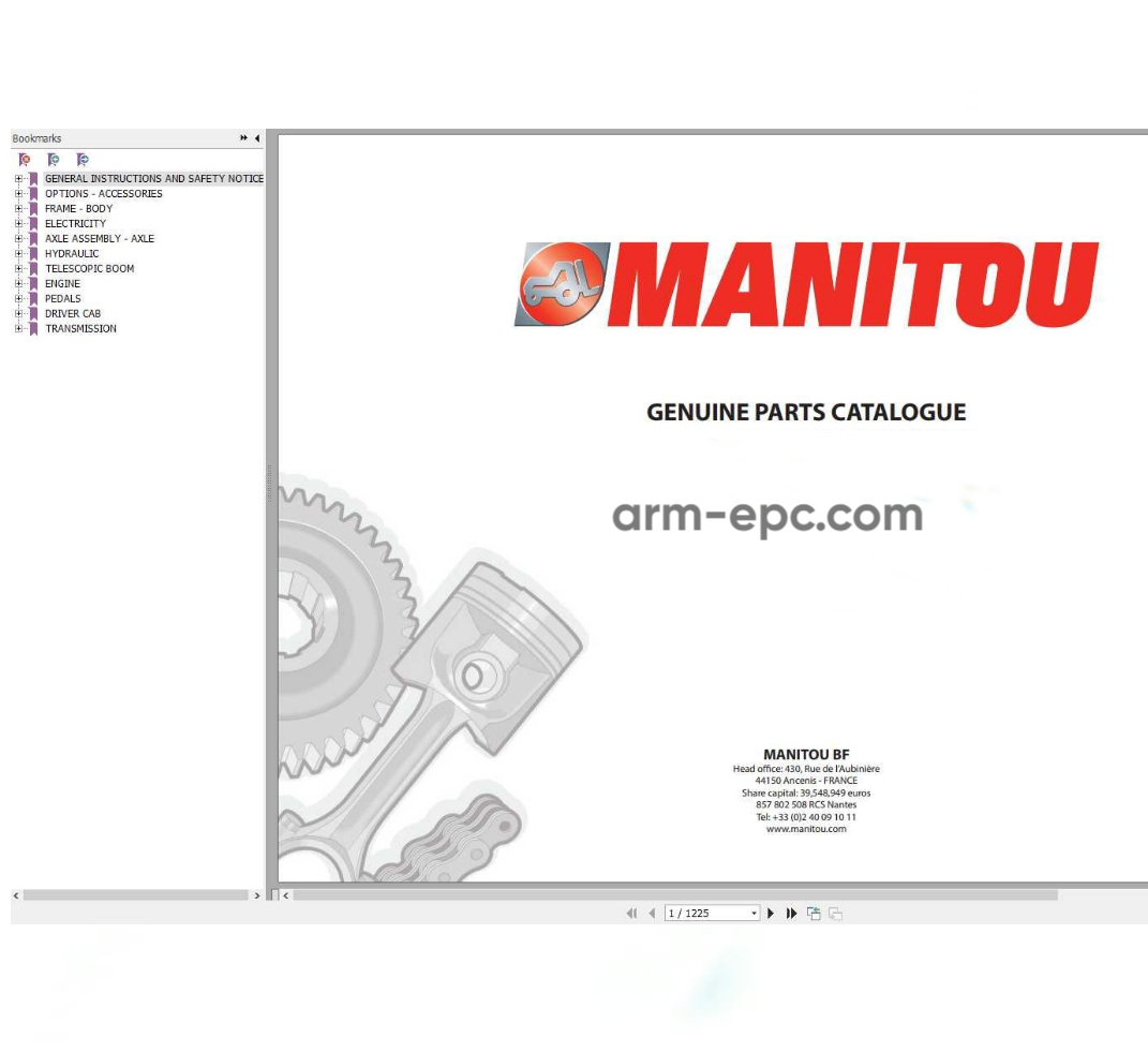 Manitou Parts Manuals List
