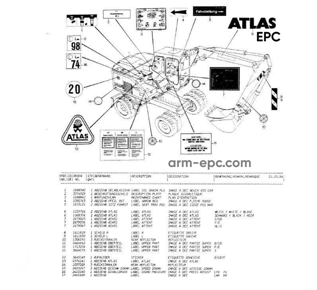 Atlas Cranes & Excavators Parts EPC Manuals 2005